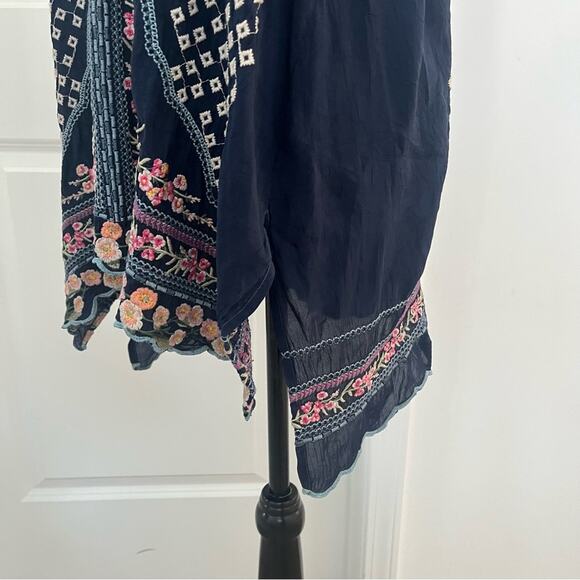 Johnny Was Moji Floral Embroidered Tunic Top Blue Sz S - Picture 9 of 9